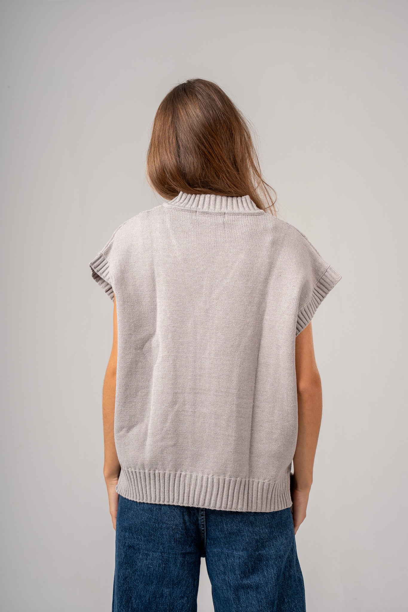 Grey V-Neck Cable vest